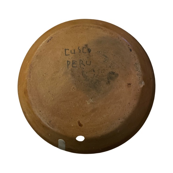 Vintage CUSCO PERU Hand Painted Pottery Bowl Terracotta Clay Bowl - Picture 5 of 5